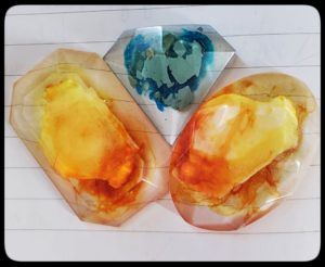 bones and eggshells in resin