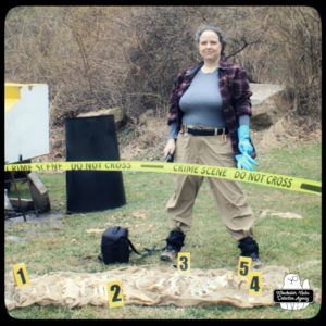Amber crime scene photo with skeleton