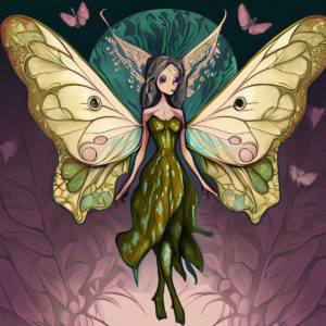 AI generated green luna moth fairy