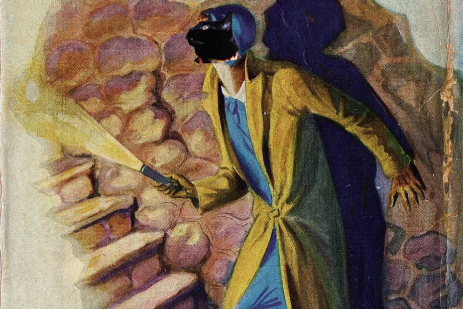 Gus' head pasted over the original cover the Nancy Drew: The Hidden Staircase (1939)